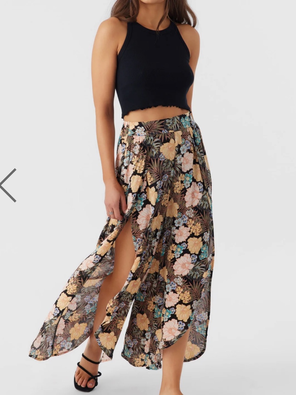 O'Neill Black Floral High-Slit TYMEA MACAW PANT